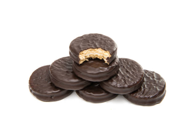 istock Double cookies in chocolate isolated 861816844