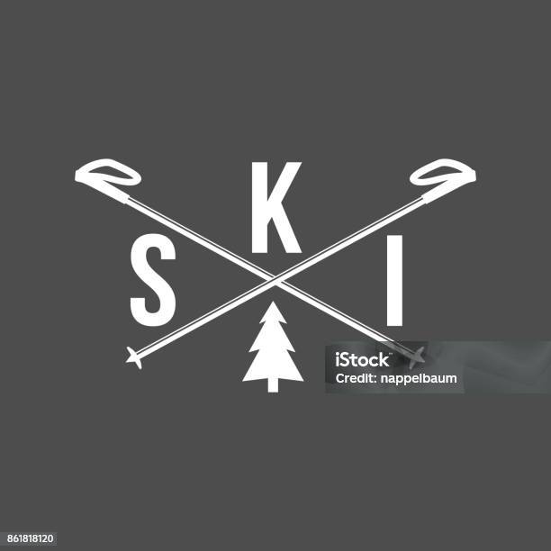 Vintage Skiing Labels And Design Elements Stock Illustration - Download Image Now - Skiing, Ski, Logo