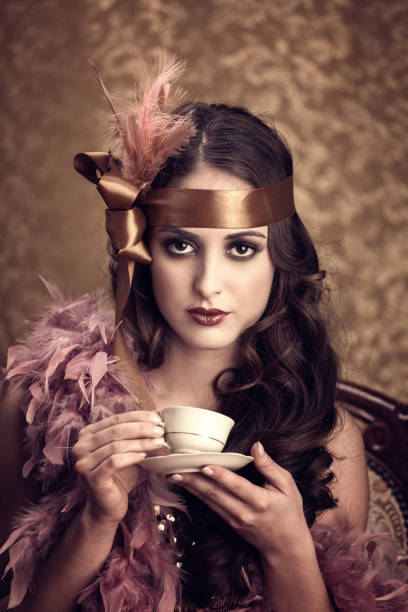 istock Retro woman drinking hot coffee 861837706