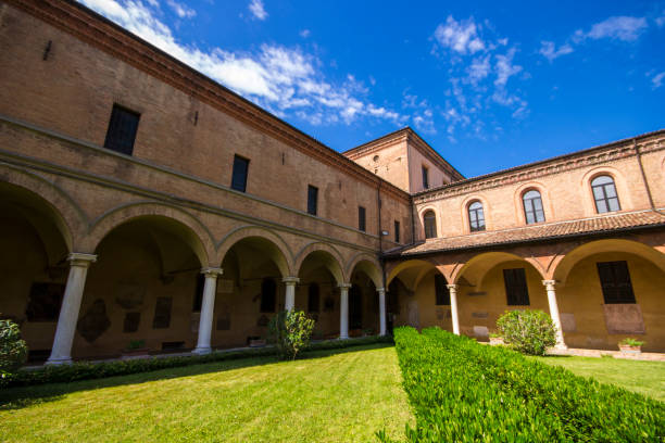 Inside the cloister of the Basilica di San Domenico in Bologna