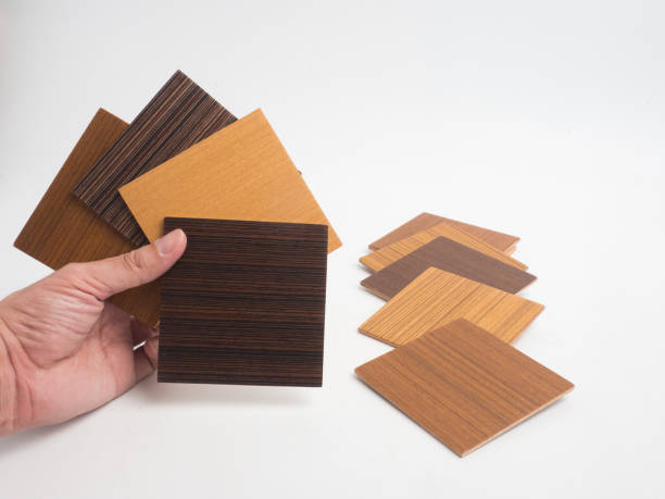 istock Samples of veneer wood on white background. interior design select material for idea. 861841292