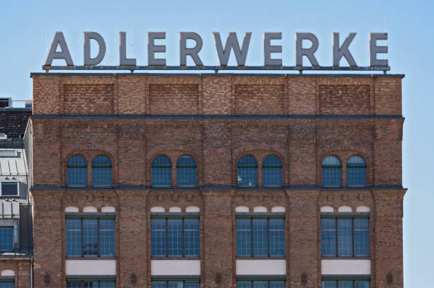 Building of the Adlerwerke with lettering in Kleyerstraße in Frankfurt am Main, Germany stock photo