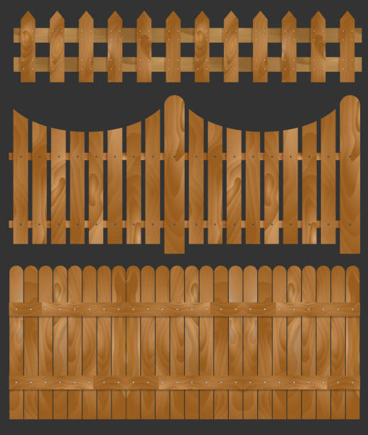 Wooden fence, vector illustration Wooden fence, seamless sections. Isolated vector illustration enclosure stock illustrations