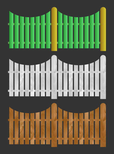 Wooden fence, vector illustration Wooden fence, seamless section. Isolated vector illustration fence3 stock illustrations