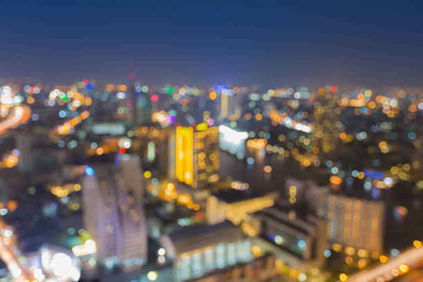 istock Night blurred bokeh city central business downtown light 861853462
