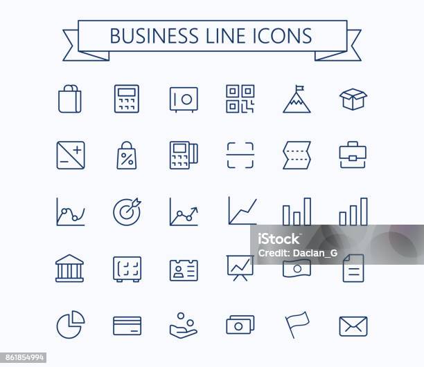 Business Finanza Vettore Linea Sottile Mini Icone Set Griglia 24x24 Pixel Perfecttratto Modificabile - Immagini vettoriali stock e altre immagini di Icona