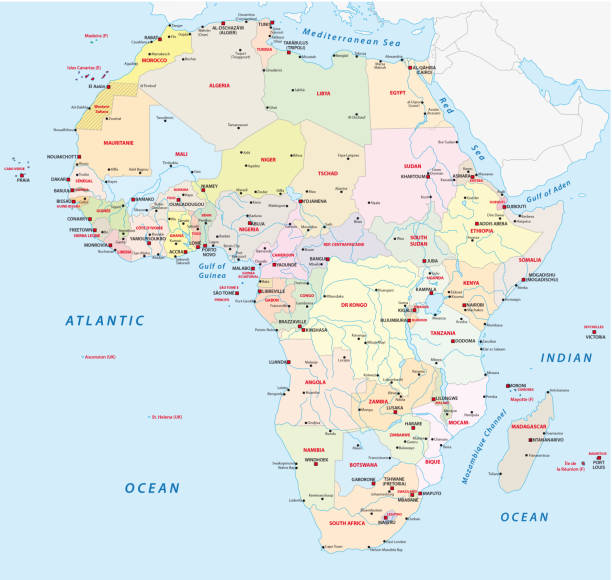 アフリカの行政や政治の地図 - south africa map africa vector点のイラスト素材／クリップアート素材／マンガ素材／アイコン素材