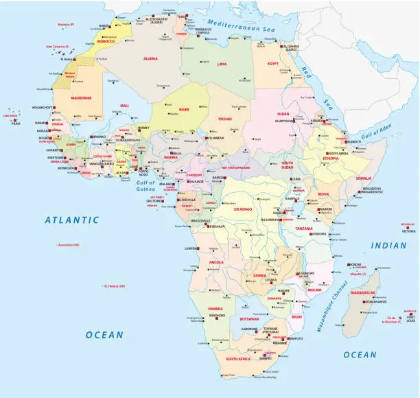 Vector illustration of africa administrative and political map