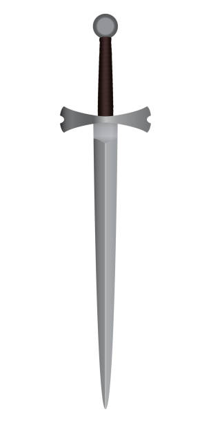 istock medieval 3d sword with a diamond-shaped blade, leather handle and an unusual crosshair (guard) 861858988