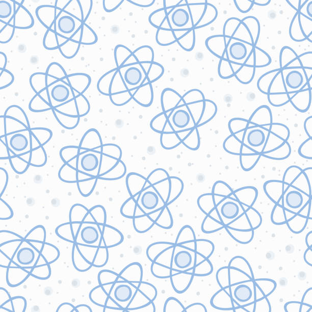 ilustrações de stock, clip art, desenhos animados e ícones de seamless pattern backgrouns atom. - textile scientific experiment laboratory textile industry