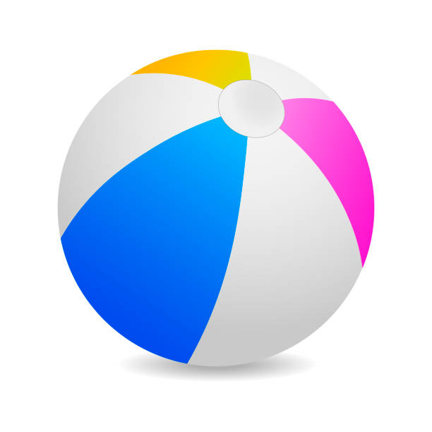 красочная иллюстрация вектора пляжного мяча на белом фоне. - beach ball ball bouncing white background stock illustrations