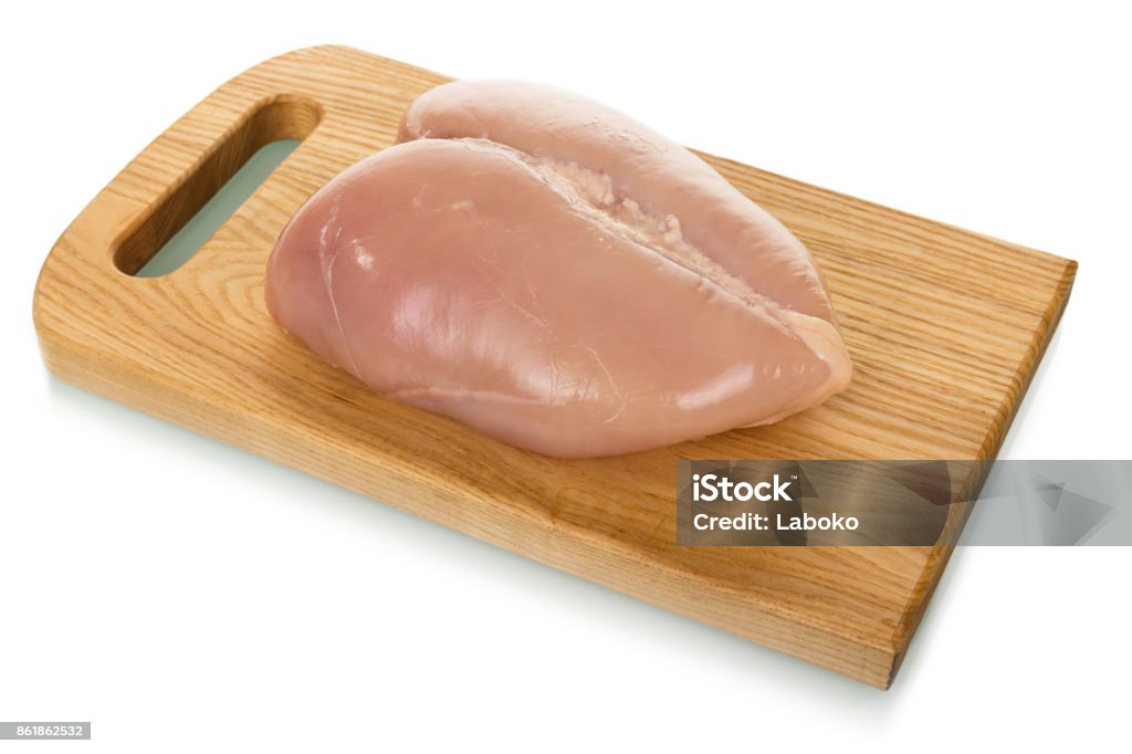 Chicken Fillet And Cutting Board Isolated On White Stock Photo - Download  Image Now - iStock