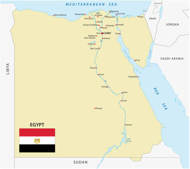 egypt map with flag egypt vector map with flag israel egypt border stock illustrations
