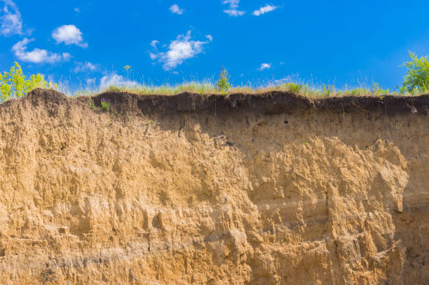 istock Wall of earth in section in an open clay pit in central Ukraine 861876968