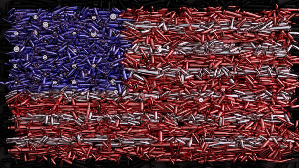 drapeau usa formé de balles - arme à feu photos et images de collection