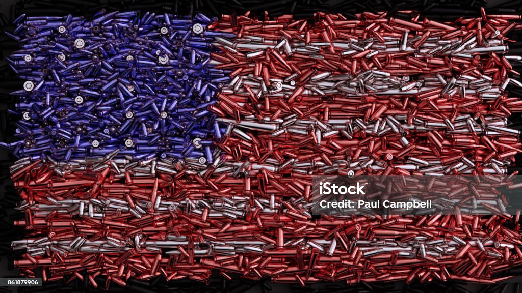 USA Flag formed out of bullets USA Flag formed out of bullets / 3d illustration / 3d rendering Gun Stock Photo