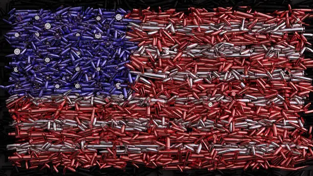 Photo of USA Flag formed out of bullets