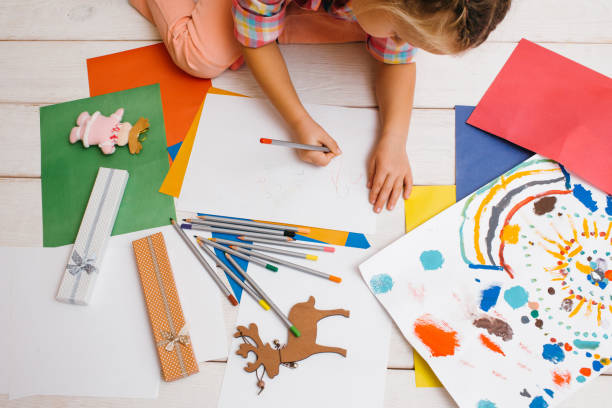 istock Christmas cards creation. Artistic child 861888114