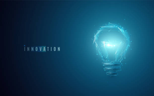 Innovation concept. Lightbulb in modern polygonal style with light effect Innovation concept. Lightbulb in modern abstract polygonal style with light effect. Creative idea conception. Technological vector illustration background of a definition stock illustrations