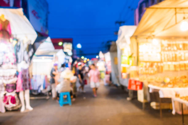 istock Abstract blur and defocused night local market 861896024