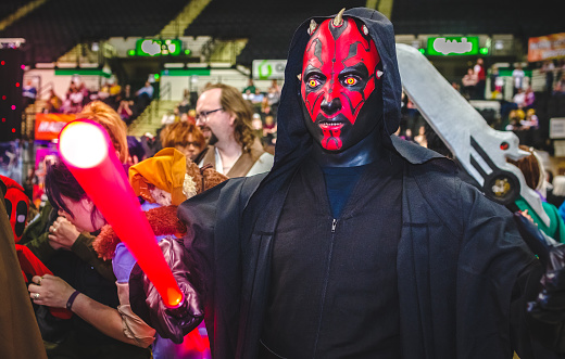 Cosplayer dressed as 'Darth Maul' from Star Wars at the Yorkshire Cosplay Con in Sheffield.