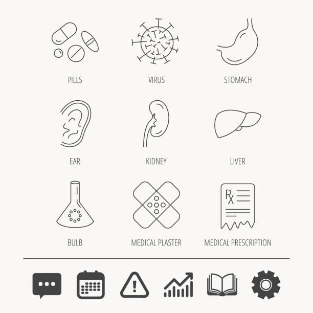tabletten, die medizinischen gips- und medizinische symbole. - endoskop grafiken stock-grafiken, -clipart, -cartoons und -symbole