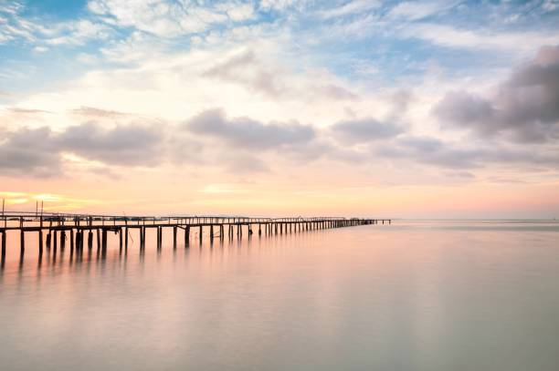 istock Wooden bridge sunrise view for beautiful background 861920584