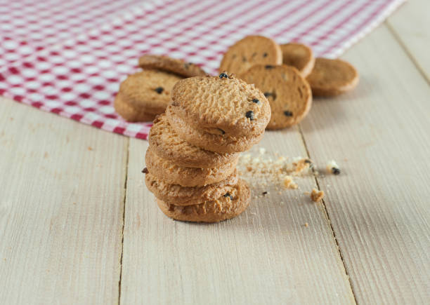 istock chocolate chip cookies on wood plate side view 861929962