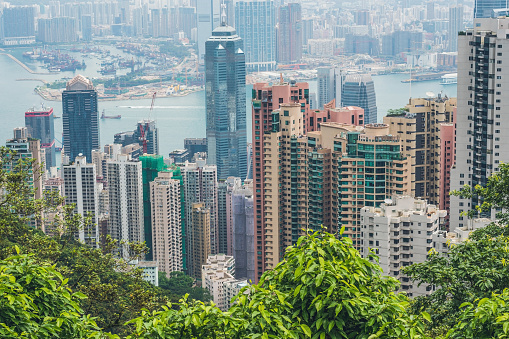 Hong Kong skyline. View from Victoria Peak.