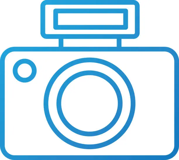 Vector illustration of photographic camera flash button lens