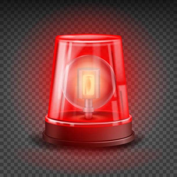 Red Flasher Siren Vector. Realistic Object. Light Effect. Beacon For Police Cars Ambulance, Fire Trucks. Emergency Flashing Siren. Transparent Background Illustration Red Flasher Siren Vector. Realistic Object. Light Effect. Beacon For Police Cars Ambulance, Fire Trucks. Emergency Flashing Siren. Transparent Background police lights stock illustrations