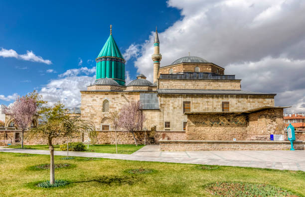 Mevlana Mosque in Konya City Mevlana ( Jelaleddim Rumi ) founder of the whirling dervishes, in Konya, Turkey, mevlana stock pictures, royalty-free photos & images