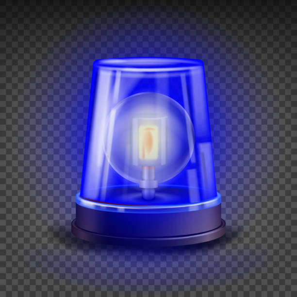 istock Blue Flasher Siren Vector. 3D Realistic Object. Light Effect. Rotation Beacon For Police Cars Ambulance, Fire Trucks. Emergency Flashing Siren. Isolated On Transparent Background Illustration 861934496