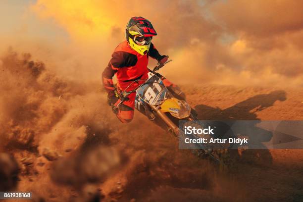 Motocross Stock Photo - Download Image Now - Extreme Sports, Motocross, Dust