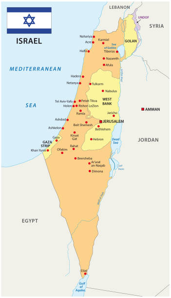 mapa izraela z flagą - israel stock illustrations