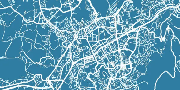 Vector illustration of Detailed vector map of Braga, scale 1:30 000, Portugal