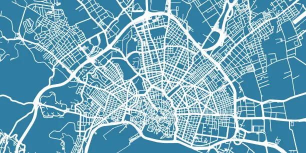 Vector illustration of Detailed vector map of Palma, scale 1:30 000,Spain