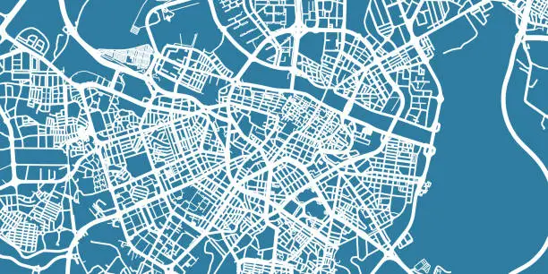 Vector illustration of Detailed vector map of Zaragoza, scale 1:30 000, Spain