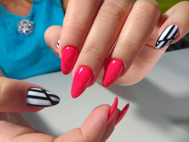 istock Beautiful female hands with colorful nails, nail 861951024
