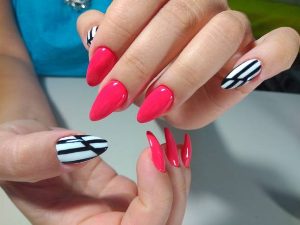 istock Beautiful female hands with colorful nails, nail 861951098