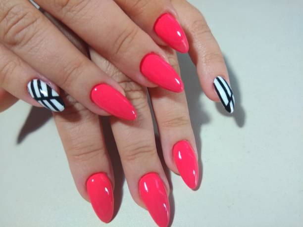 istock Beautiful female hands with colorful nails, nail 861951136