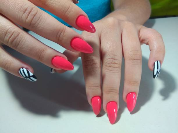 istock Beautiful female hands with colorful nails, nail 861951186