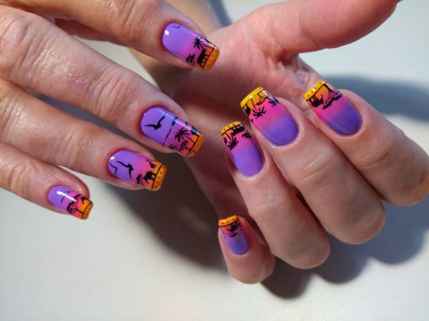 istock manicure design on the nails African sunset 861951802