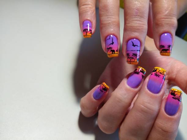 istock manicure design on the nails African sunset 861951886