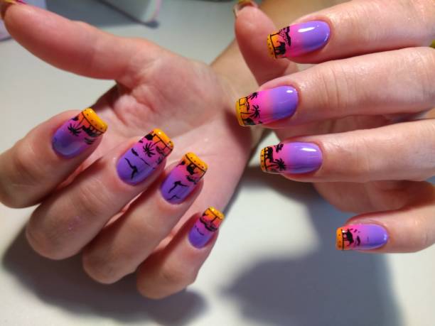 istock manicure design on the nails African sunset 861952044