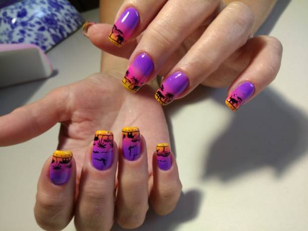 istock manicure design on the nails African sunset 861954128