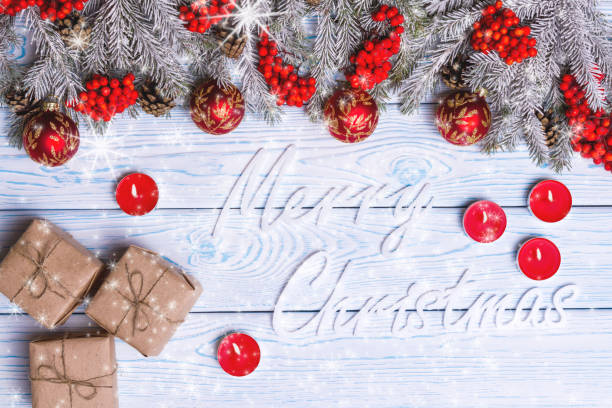 istock Christmas composition. Christmas, winter, new year concept. Top view 861955290