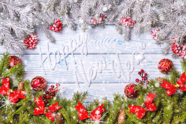 istock Christmas composition. Christmas, winter, new year concept. Top view 861958630