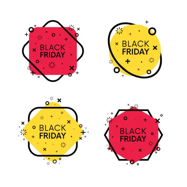 Vector illustration of Set of flat Black Friday trendy banners.