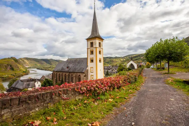 Photo of Autumn Colorful Moselle  Landscape in the village Bremm Germany